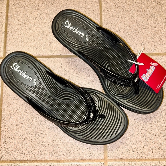 New Skechers Cali Black Women’s Wedge Sandals - Picture 1 of 4